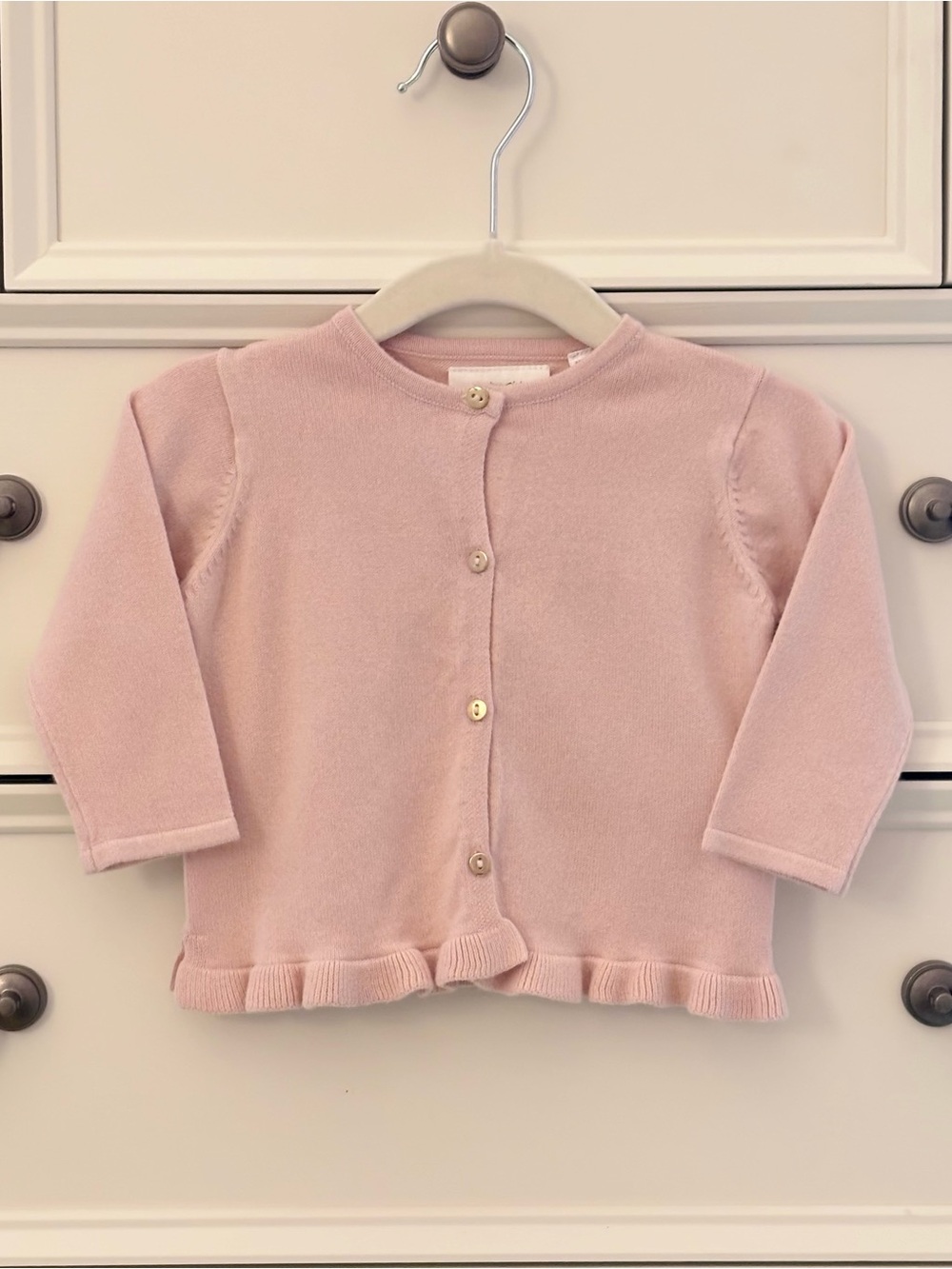EUC Zara Knitwear Basics Light Pink Knit Sweater Cardigan Size 3-6 Months